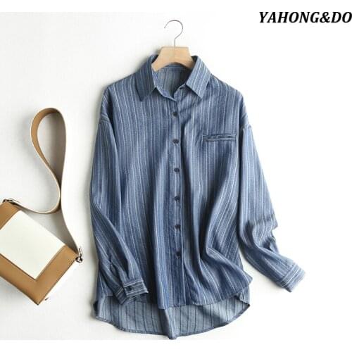 YAHONG&DO Light Blue Blouses