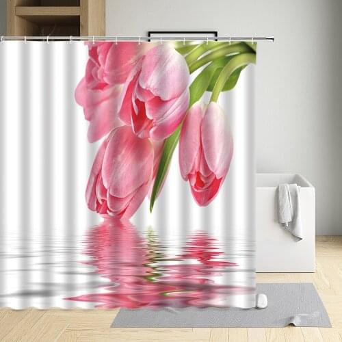 Flower Shower Curtains Tulip Narcissus Colorful Lily Cactus Modern Home Bathroom Decoration Curtain Washable Fabric With Hooks