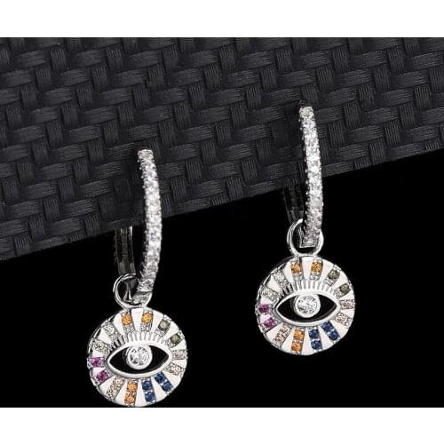 European And American Trend Devils Eye S925 Sterling Silver Fashion Women With Colored Diamond Earrings Jewelry