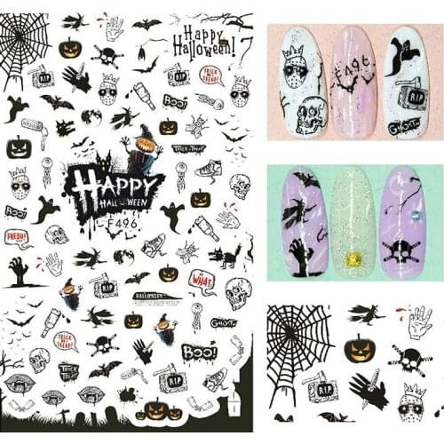 1 Sheet Halloween nail sticker skull decals for nail art decorations fake nails accessoires manicure supplies tool