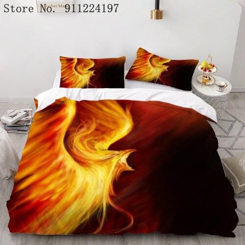 2/3 Pieces Phoenix Bedding Set Animal Duvet Cover Kids Bedroom Bed Cover Set Home Warm Single Double King Bed Quilt Cover