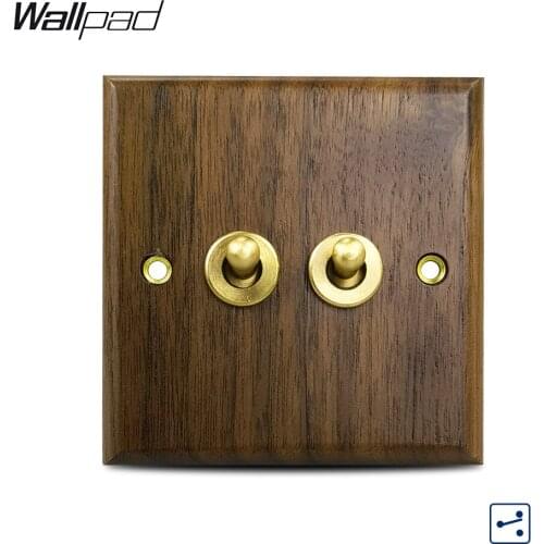 2 Gang Toggle Light Switch Wallpad Luxury Real Wood Panel Rocker Switch Buttons Interruptor Z8