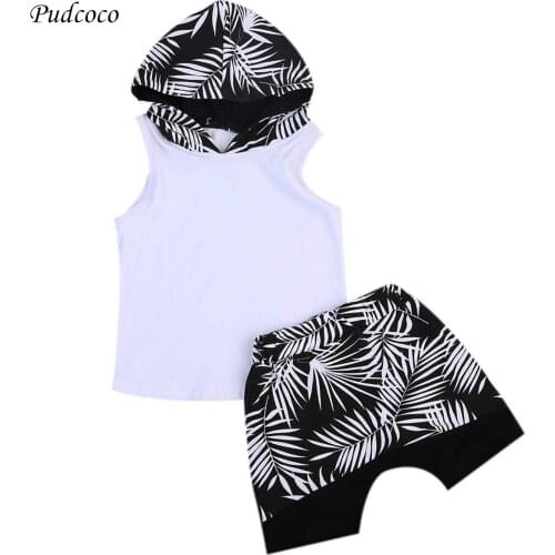 2Pcs Newborn Kids Baby Boys Clothes Hoodie T-shirt Tops + Shorts Pants Outfits Set
