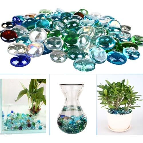 20pcs Glass Pebbles Stones Fish Tank Decorative Glass Pebbles Garden Aquarium Mixed Color Cobblestones Marbles Home Ornament