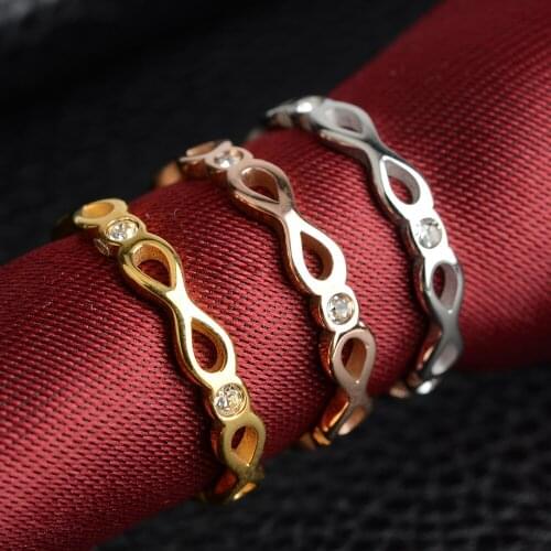 2020 New Fashion 316L Titanium Steel Finger Rings Clear CZ Stackable Fit Pan For Women Wedding Jewelry Gift Dropship Anillos