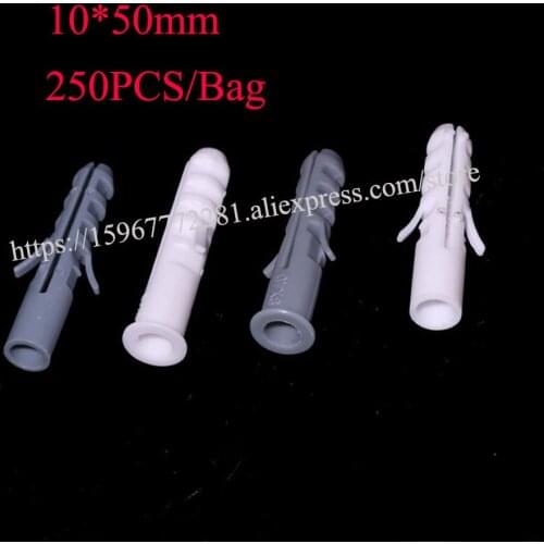 250PCS PE expand plug EN10 Screw 5*45mm plastic expansion pipe climbing wall tiger-shaped expansion wall plug bolt plastic glue