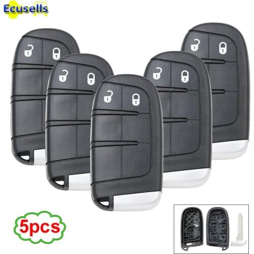 5pcs/lot New Keyless Smart Remote Key Case for Dodge Journey 2011-2015 2 Buttons +Blade key shell fob for Chrysler for Jeep