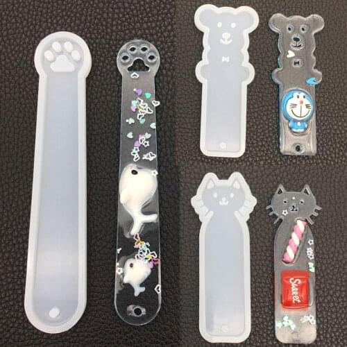 6Pcs Silicone Bookmark Mold DIY Bookmark Casting Mould Making Epoxy Resin Jewelry Craft Silicone Mold Including Mermaid/Cat Claw
