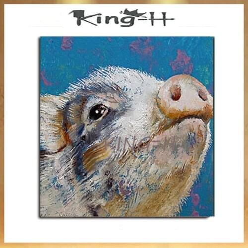 Abstract Pig head Art Hand painted Pig Oil Painting Modern Animals on Canvas For Living Room Decor Wall Art Wall Pictures Craft