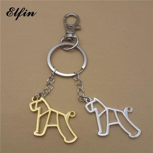 Elfin Trendy Style Origami Miniature Schnauzer Keychains Geometric Jewellery Origami Pet Jewellery Schnauzer Car Key Rings