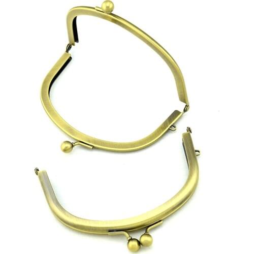 12CM * 7.5CM Bronze Half Round Kiss Lock Bag Purse Frame with single loops