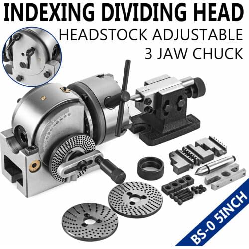 5-Inch Dividing Head Indexing Dividing Head 5 Inch Headstock Adjustable 3-jaw Chuck For Milling Machine