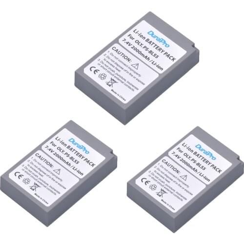DuraPro 3pcs PS BLS-5 BLS5 PS-BLS5 Replacement Camera Battery For Olympus PS-BLS5 E-PL2 E-PL5 E-PL6 E-PL7 E-PM2 OM-D E-M10 E-M10