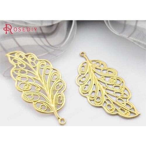 E164)60 pieces 33.5x17mm Not plated color Brass Tree Leaf Leaves Charms Pendants Diy Jewelry Findings Accessories Wholesale
