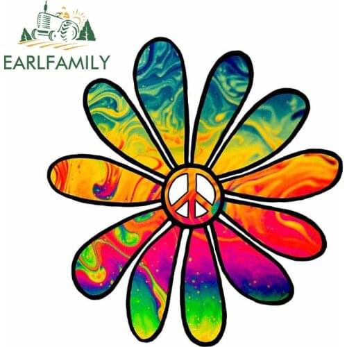 EARLFAMILY 13cm x 12.2cm for Tie Die Flower Power Peace Car Assessoires Stickers ScratchProof Decal Motorcycle Vinyl Car Wrap