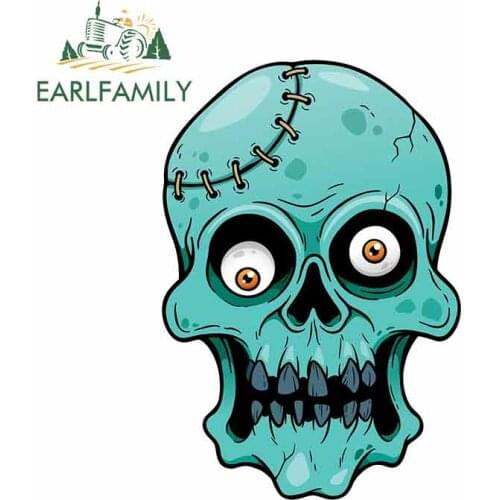 EARLFAMILY 13cm x 8.9cm For Zombie Face Humor Funny Stickers Vintage Drag Racing Decal Sticker Suitable For GTR SX Car Styling
