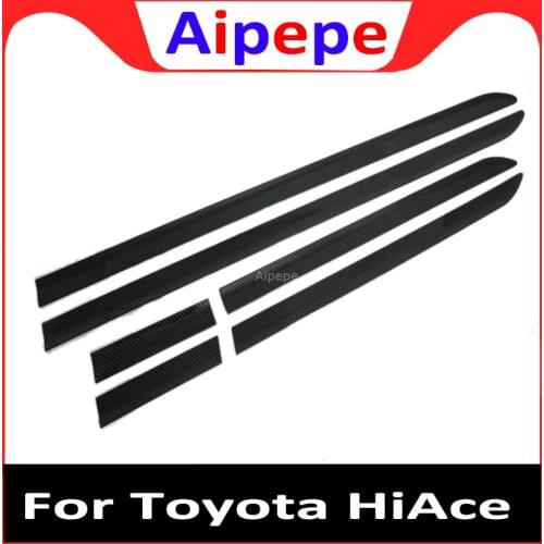 HotSell 6pcs Carbon Fiber ABS Silver Plastic Car Door Molding Trim Strip for Toyota HiAce 2019 Car Accessories Car Styling