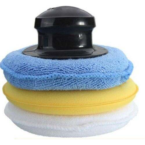3+1 High-Density Polishing Waxing Sponge Set Microfiber Anti-Scratch Car Care Cleaning Polishing Sponge With Handle Waxing Pad