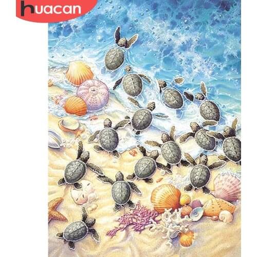 HUACAN Full Square/Round Diamond Painting Animal Turtle Pictures Of Rhinestones Diamond Embroidery Sale DIY Mosaic Handmade Gift
