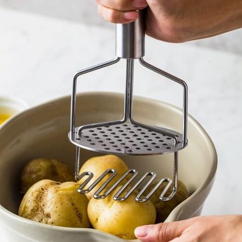 Potato Masher Food Mills 304 Stainless Steel Squeezer Tool Pounding Stirring Squeezing Garlic Ginger Household Kitchen Tools