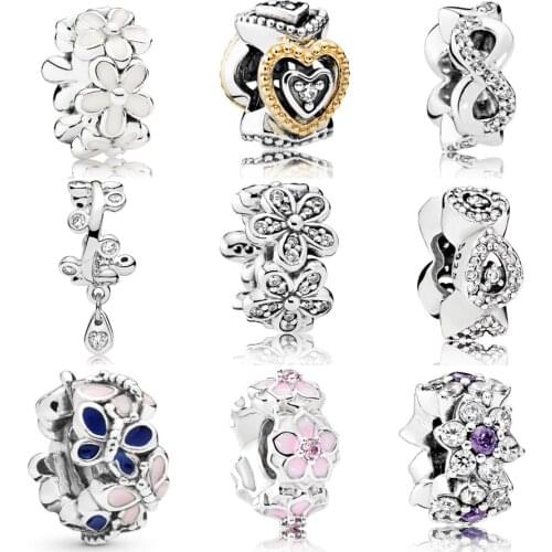 2020 NEW 925 Sterling Silver Forget Magnolia Bloom Spacer Charm Fit Pandora Bracelet Cascading Glamour Spacer Charm DIY Jewelry