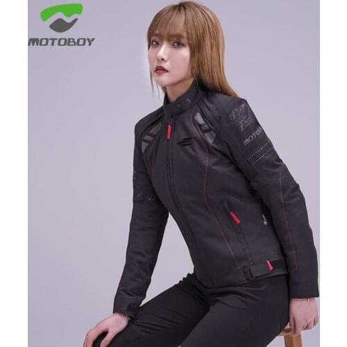 MOTOBOY Winter Womens Motorcycle Jacket Warm Liner Black Stylish Suit Detachable CE Protection Armor/ Motocross Accessories
