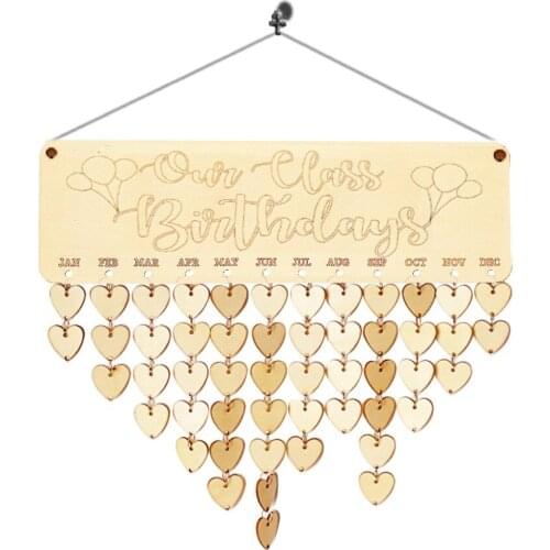 Laser Cut Our Classroom Birthday with Balloon Wood Calendar Wooden Board Plaque Birthday Party Wall Decoration Celebrations