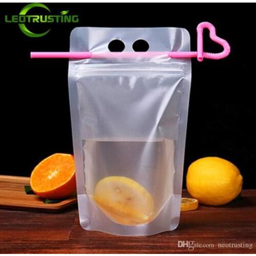 Leotrusting 100pcs/lot 200ml~1000ml Matt Plastic Portable Party Beverage Bag Fruit Juice Milk Wine Beer Ziplock Bag Bar/KTV Drin