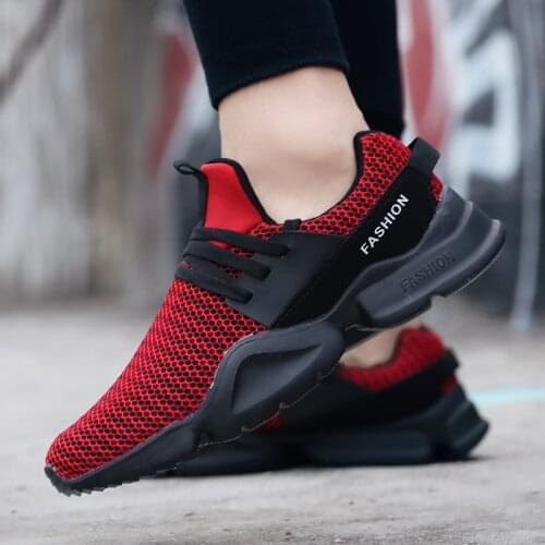 Big Size Summer Breathable Running Shoes Men Sneakers Man Sport Shoes Male Sports Shoes for Boy Black Red Athletic Tennis B-760