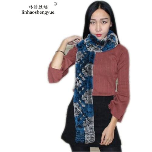Linhaoshengyue 2017 natural fur fashion lady rabbit scarf freeshopping