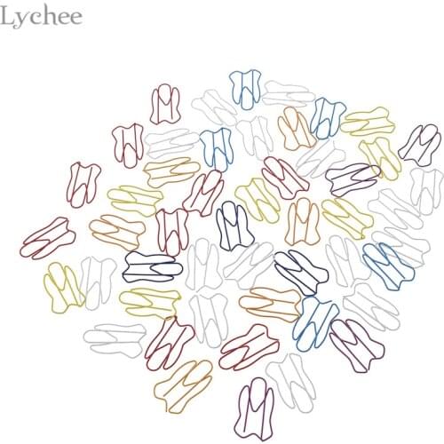 Lychee Life 50pcs Mixed Color Tooth Shape Metal Clips Safety Pins Sewing Garment Accessories DIY Handmade Sewing Craft Tool