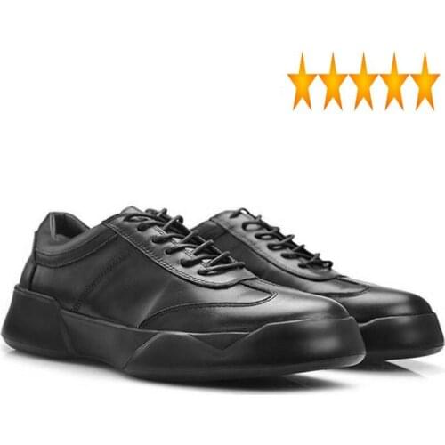 Top Brand Genuine Leather 2021 Mens Shoes Casual Business Man Footwear Fashion Thicken Platform Lace Up Antiskid Zapatos Hombre