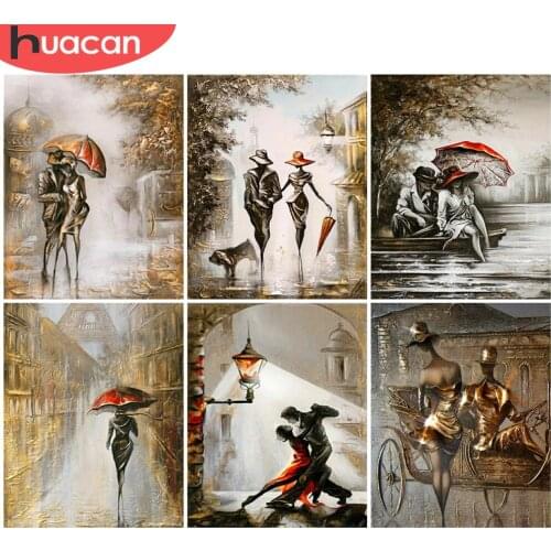 HUACAN Oil Painting By Numbers Couple Figure Acrylic DIY Frame Wall Art Picture By Numbers Girl For Living Room
