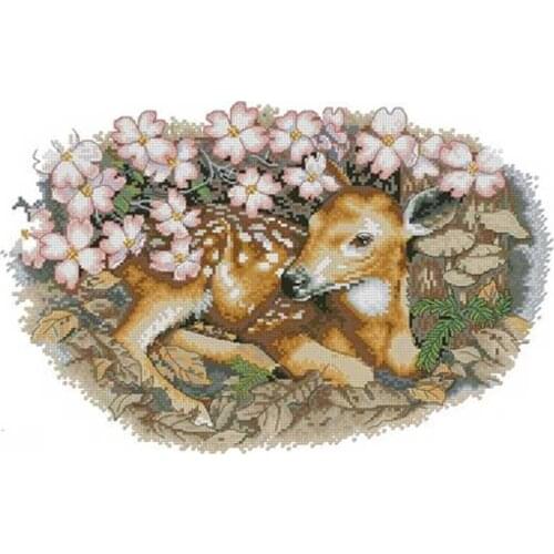 Fawn and flowers patterns counted 11CT 14CT 18CT Cross Stitch Set DIY Cross-stitch Kits Embroidery Needlework Home Decor