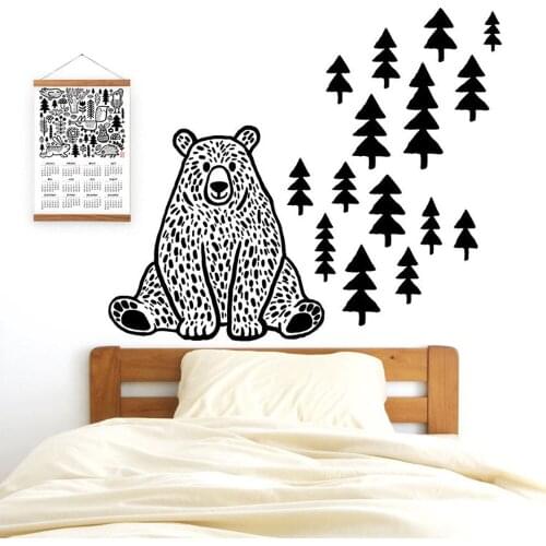 Nordic Mori animal pine bear cartoon wall stickers childrens room Nursery stickers