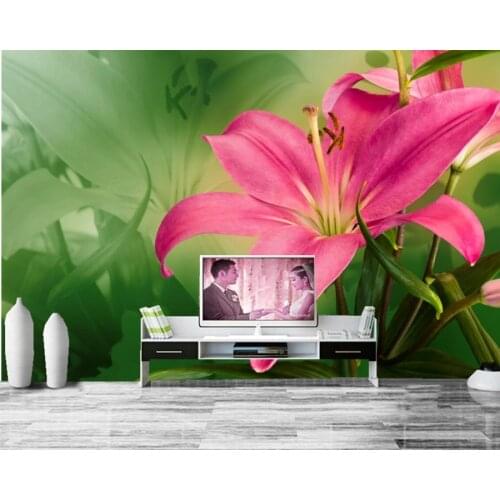 Custom photo mural wallpaper,Lilies Flowers wallpaper,restaurant living room TV sofa background bedroom kitchen papel de parede