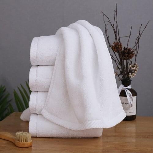 1 PC White Cotton Towels Home Kitchen Hand Towel Super Absorbent Bathroom Face Towel Travel Washcloth For Hotel 34x74cm
