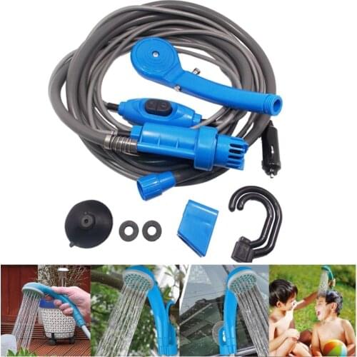 Portable Camping Outdoor Shower Bucket Set Travel Outdoor Hiking Shower Car Washer Plant Watering Pet Cleaning 12V Electric Pump