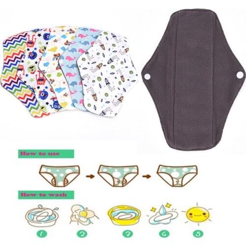 1Pc 25*18cm Menstrual Pads Cotton Bamboo Cloth Washable Sanitary Pad Women Menstrual Panty Pad
