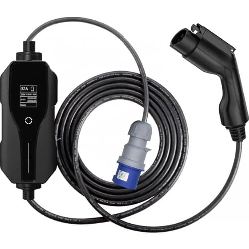 Level 2 EV Charger 32A AdjustableEVSE 5M Electric Car Charging Cable Type 1 Plug CEE Connector