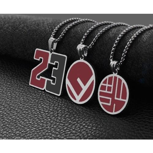 Titanium steel hiphop jewelry digital wild men and women round red simple pendant jewelry