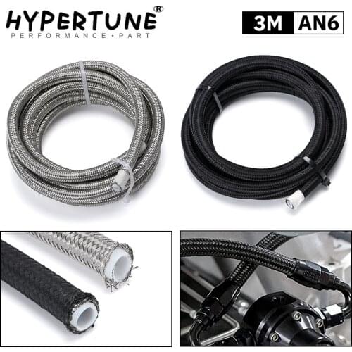 10FT/3Meter 6AN PTFE E85 Stainless Steel Braided Fuel Hose Ethanol Compatible Oil Injection Line Hose ID: 0.315"/8mm HT7712