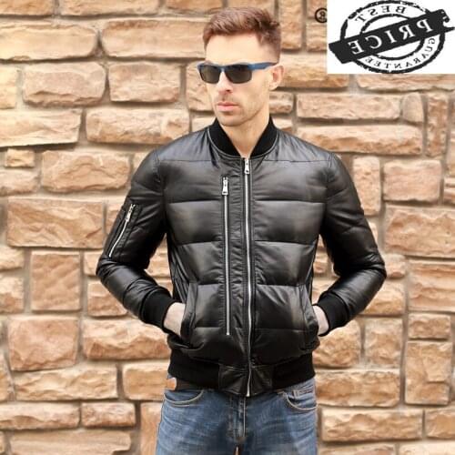 100% Real Leather Jacket Mens Winter Sheepskin Duck Down Coat Men Clothes 2021 Korean Genuine Leather Jacket Hiver 122a