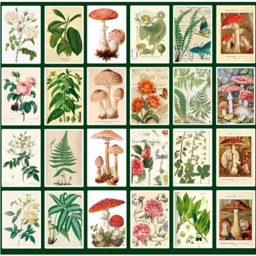 16books Vintage Plant Mushroom Paper Memo Pad Sticky Note Memo Notepad School Office Supply Stationery