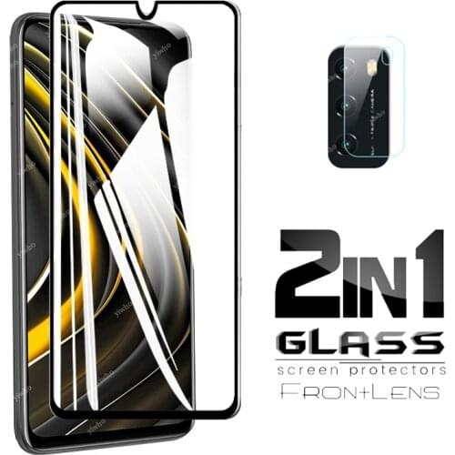 2 IN 1 Tempered Glass Camera Protective Glass on For Xiaomi Poco M3 Xiomi Pocom3 Poko Poxo Poco M 3 3M Screen Protector Film