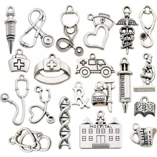 20pcs MIX Charms Echometer Microscope Heart Jewelry Making Findings Pendant Accessory for DIY Necklace Bracelet