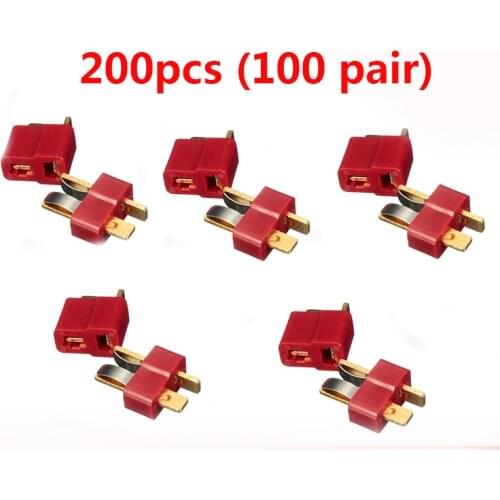 200PCS/100Pairs T Plug Deans Connectors For RC LiPo Battery Helicopter Male & Female Connector Assortment Kit for imax b6