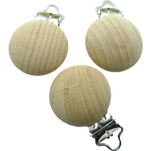 25PCS Non-Hole Organic unfinish Beech Wood Baby Pacifier Dummy Holder Clips