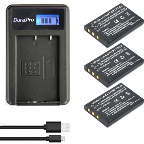 3pc 1200mAh NP-60 NP 60 NP60 Battery+ LCD USB Charger for Samsung SLB-1037 for Fujifilm NP-60 Kodak KLIC-5000 for Olympus Li-20B