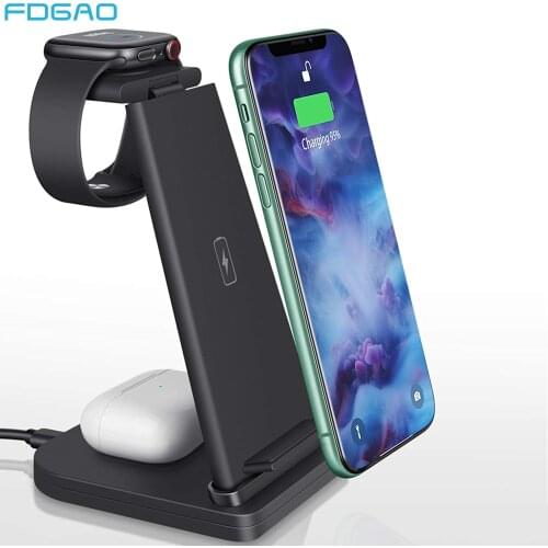 3 in 1 Charging Dock Station for Apple Watch 6 SE 5 4 3 2 15W Fast Wireless Charger Stand Qi for iPhone 11 XS XR X 8 Airpods Pro
